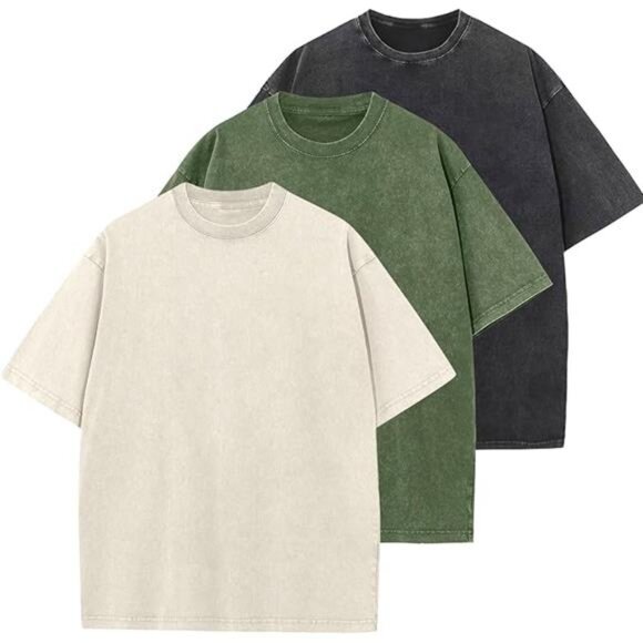 Oversized TShirt Mens Vintage Cotton Tee Soft Comfortable Casual Tops Summer Fal - Picture 7 of 7